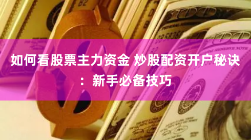 如何看股票主力资金 炒股配资开户秘诀：新手必备技巧